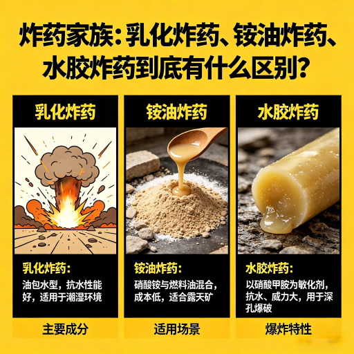 曲松炸药家族：乳化炸药、铵油炸药、水胶炸药到底有什么区别？